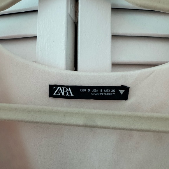 Zara Pink Puff Sleeve V-Neck Bodycon Mini Dress - Picture 4 of 6